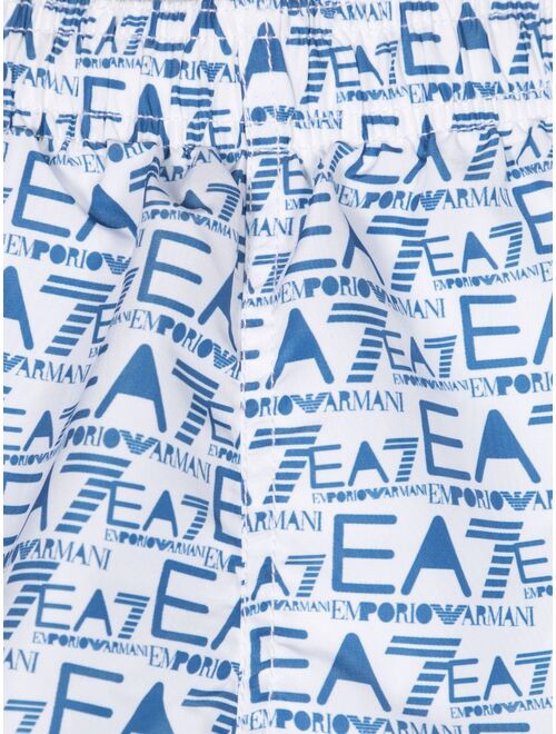 Ea7 Emporio Armani all-over logo-print swim shorts