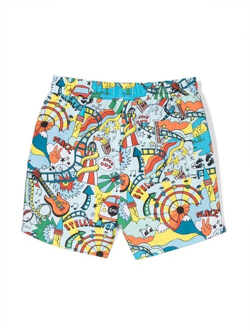Stella McCartney Kids graphic-print swim shorts