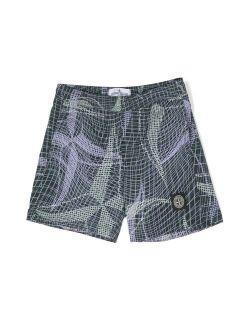 Junior Compass-patch abstract-print swim shorts