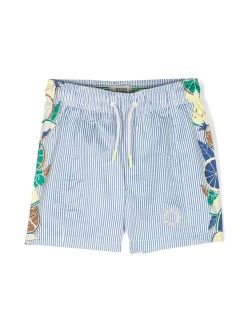 logo-patch striped swim shorts