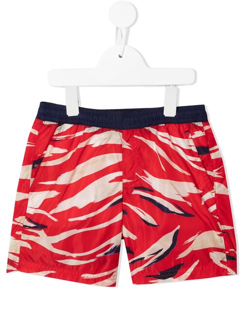 Moncler Enfant tiger stripe-print swim shorts