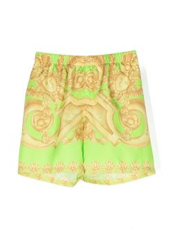 Kids baroque-pattern print swim shorts