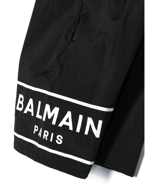 Balmain Kids logo-print swim shorts