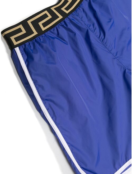 Versace Kids Greca-waistband detail swim shorts