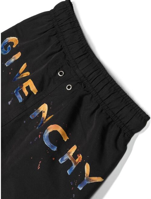 Givenchy Kids painted-logo swim shorts
