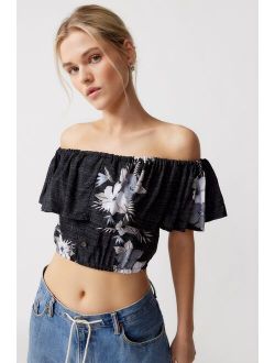 Remade Tropical Off-Shoulder Ruffle Top