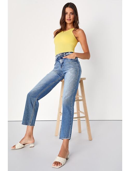 Free People Clean Lines Yellow Seamless Cropped Cami Top