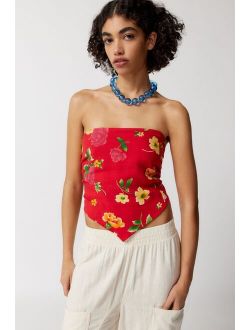 Remade Floral Tie-Back Scarf Tube Top