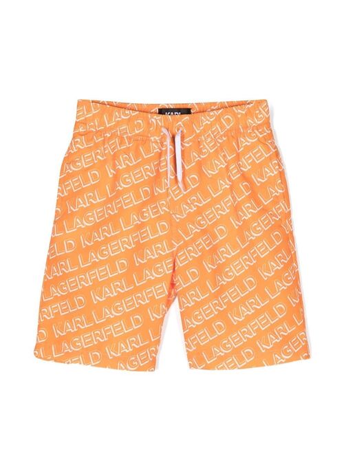 Karl Lagerfeld Kids Diagonal logo-print swim shorts