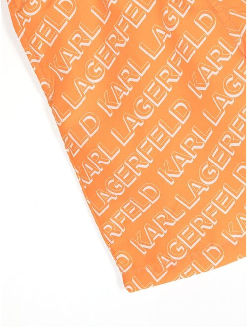 Karl Lagerfeld Kids Diagonal logo-print swim shorts