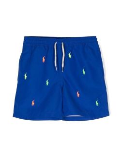 Ralph Lauren Kids embroidered Pony swim shorts