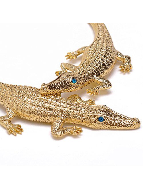 Jerollin Fashion Silver/Gold/Rose Gold Adjustable Snake/Crocodile Alligator/Scorpion Chain Choker Collar Statement Bib Necklace/Jewelry Set for Women/Men/Teens