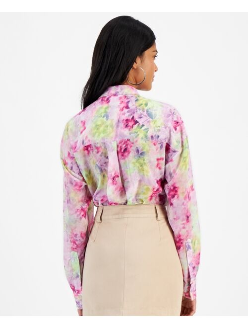 BAR III Women's Printed Oversized Shirt, Created for Macy's