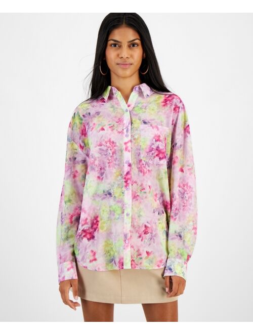 BAR III Women's Printed Oversized Shirt, Created for Macy's
