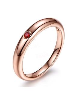 Kardy Simple Promise Genuine Natural Gemstone Ruby (0.05ct) 14K Rose Gold Women Ring for Wedding Engagement Set