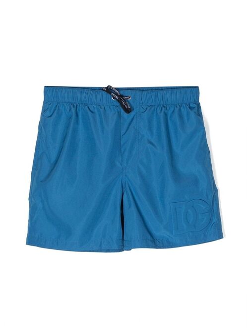 Dolce & Gabbana Kids embossed-logo swim shorts