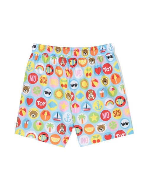 Moschino Kids logo-print swim shorts
