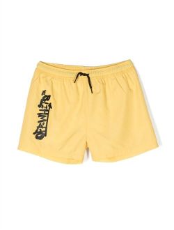 Off-White Kids logo-print swim shorts