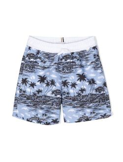 BOSS Kidswear palm-print swim shorts
