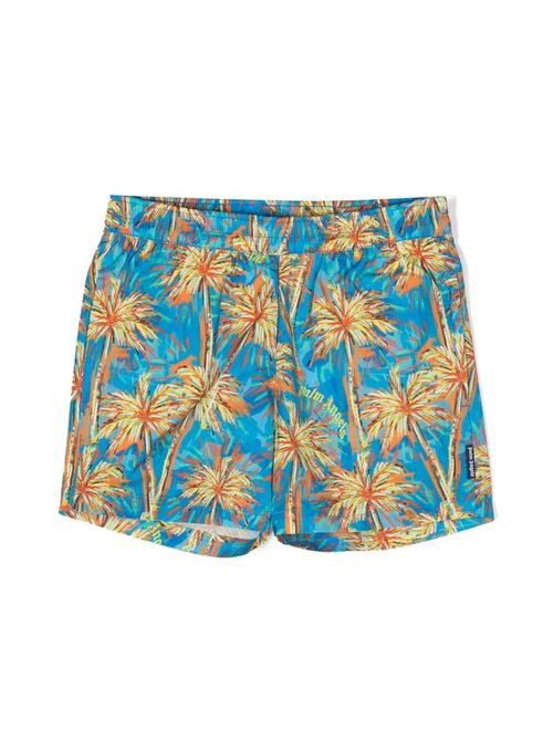 Palm Angels Kids all-over palm-tree print swim shorts