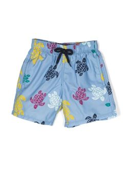 Kids turtle-print drawstring swimming shorts
