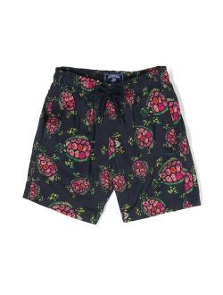 Kids floral-print drawstring swimming shorts