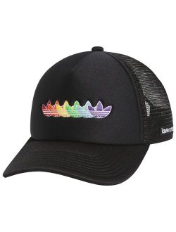 Pride trefoil repeat print cap in black
