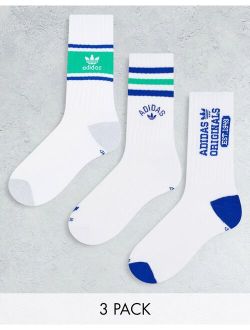Prep 3-pack socks in white and blue