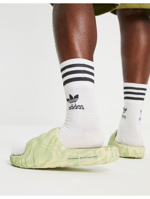 adidas Originals Adilette 22 slides in beige and green marble