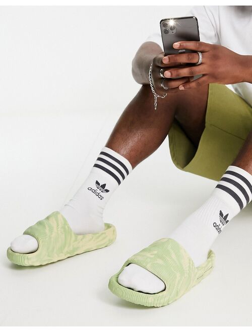 adidas Originals Adilette 22 slides in beige and green marble