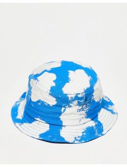 bucket hat in blue and white cloud print