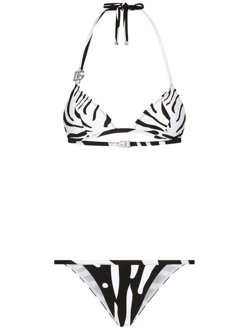 Dolce & Gabbana zebra print DG logo bikini