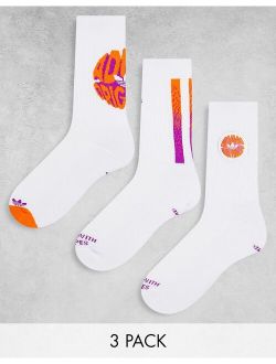 Spiral 4 pack crew socks in white and multi
