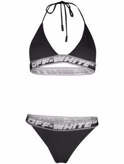Off-White logo-band bikini set