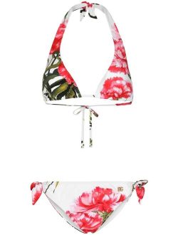 floral-print triangle bikini set