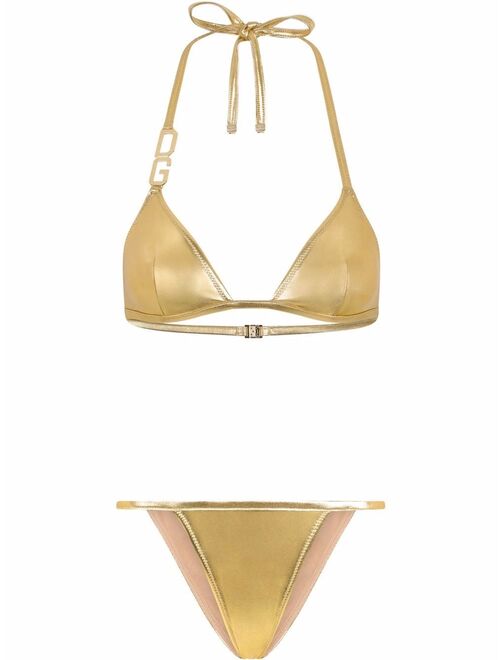 Dolce & Gabbana metallic halterneck bikini