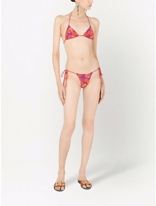 Dolce & Gabbana poppy-print triangle bikini