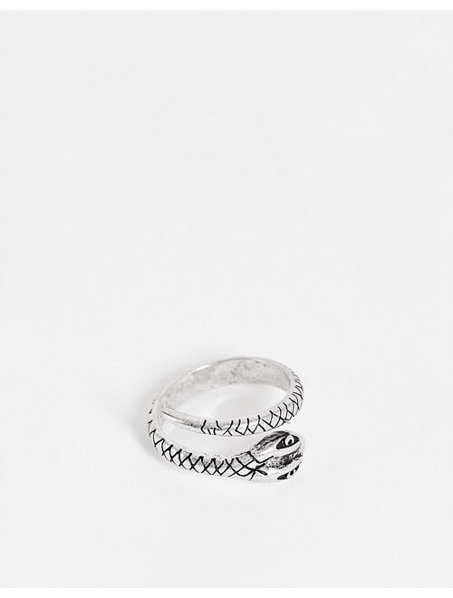 ASOS DESIGN ring with wrap around snake in burnished silver tone