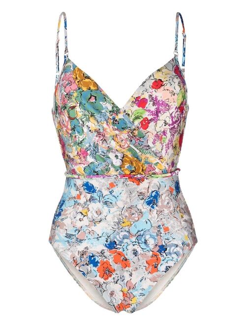 ZIMMERMANN Clover Wrap floral-print swimsuit