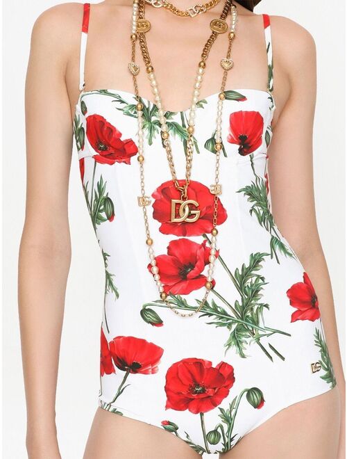 Dolce & Gabbana floral-print open-back one-piece