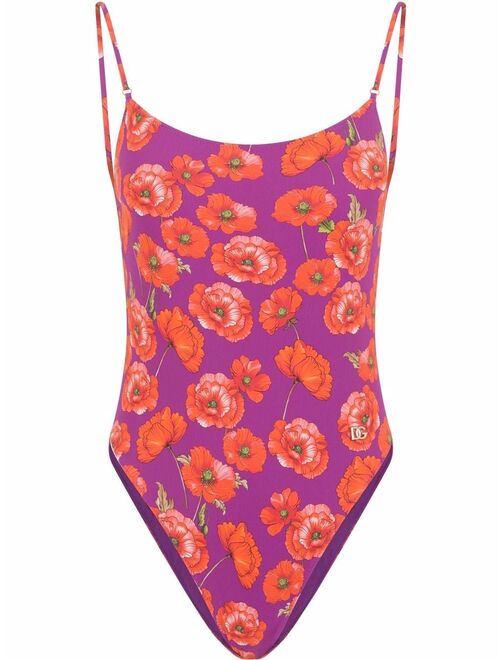 Dolce & Gabbana poppy-print swimsuit
