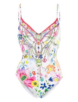 Camilla tie-back floral-print swimsuit