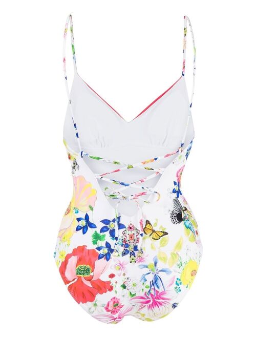 Camilla tie-back floral-print swimsuit