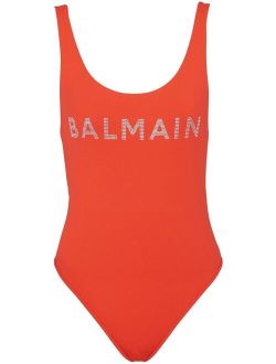 logo-print sleeveless swimsuit