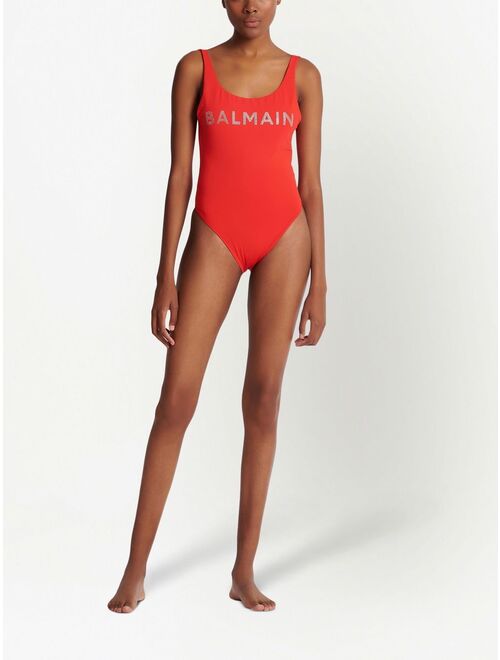 Balmain logo-print sleeveless swimsuit