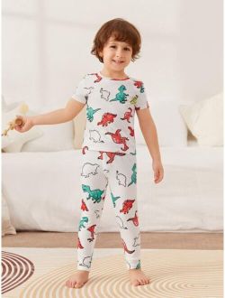 Toddler Boys Dinosaur Print Snug Fit PJ Set