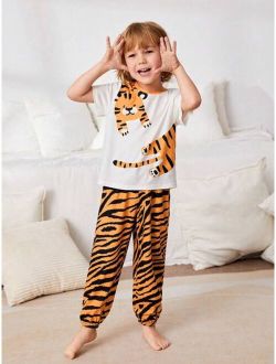 Boys Tiger Print Tee & Pants PJ Set