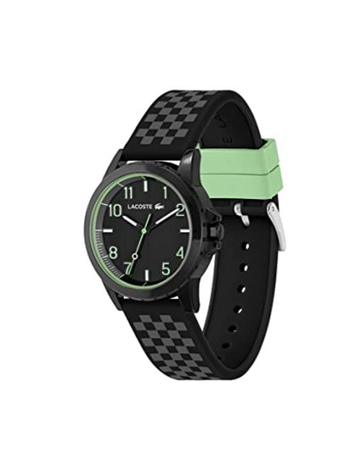 Lacoste Rider Unisex Quartz 2020149 Plastic Case and Silicone Strap Watch, Color: Black Grey