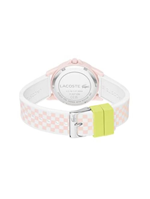 Lacoste Rider Unisex Quartz 2020147 Plastic Case and Silicone Strap Watch, Color: White Pink