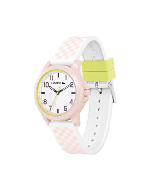 Lacoste Rider Unisex Quartz 2020147 Plastic Case and Silicone Strap Watch, Color: White Pink